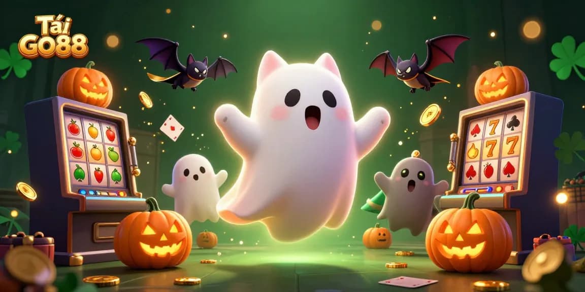 Experience Tải GO88 with a vibrant casino scene showcasing ghostly characters, dynamic game elements, and excitement!