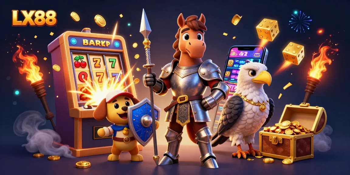 Experience the excitement of LX88 casino games with knightly characters and vibrant jackpot elements.