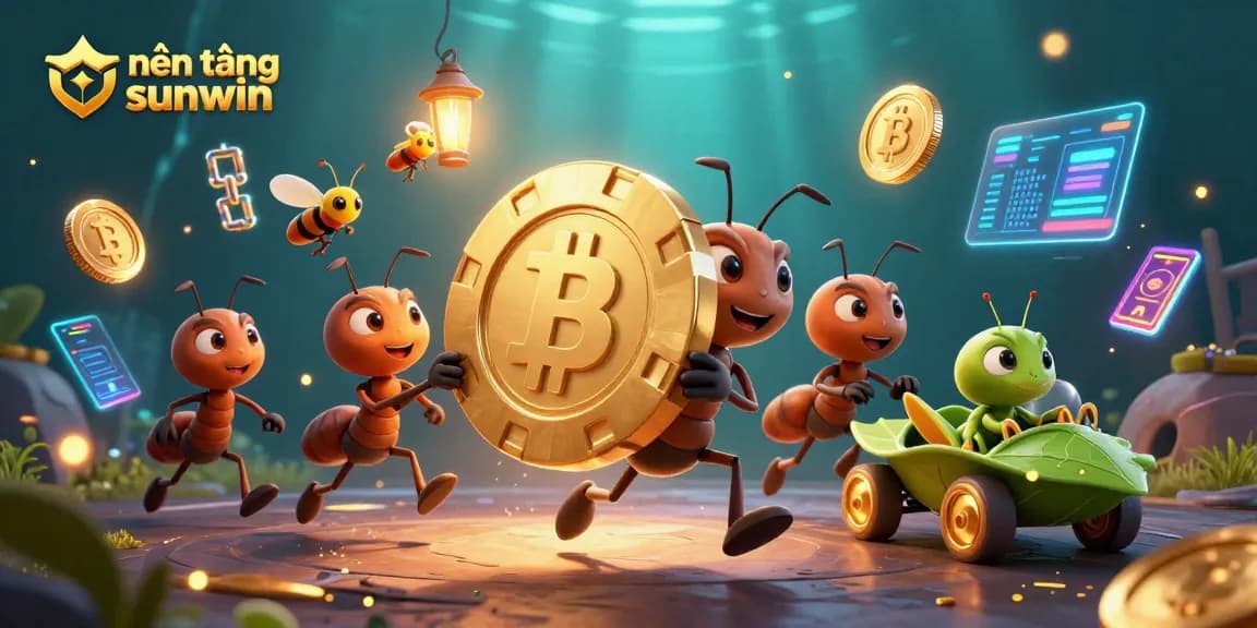 Experience thrilling gameplay with nền tảng sunwin and oversized golden poker chips in a whimsical heist scene.