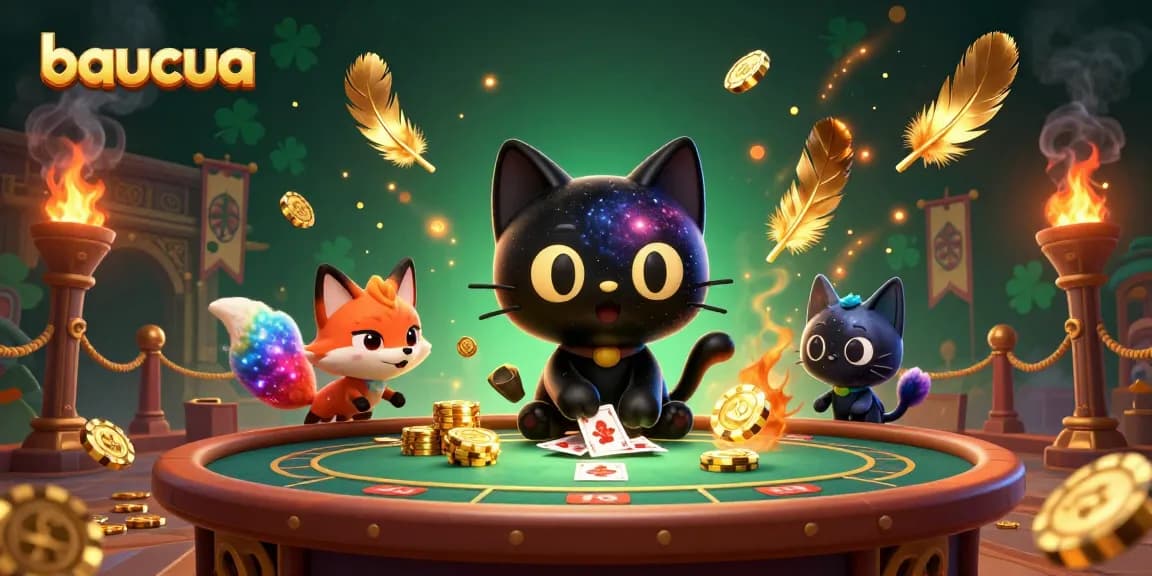 Experience the captivating baucua game with vibrant characters and dynamic casino elements.