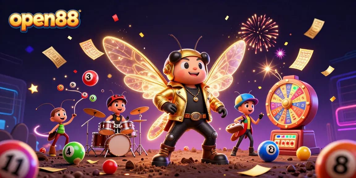 Experience thrilling lottery action with open88's dynamic prize illustration featuring vibrant visuals.