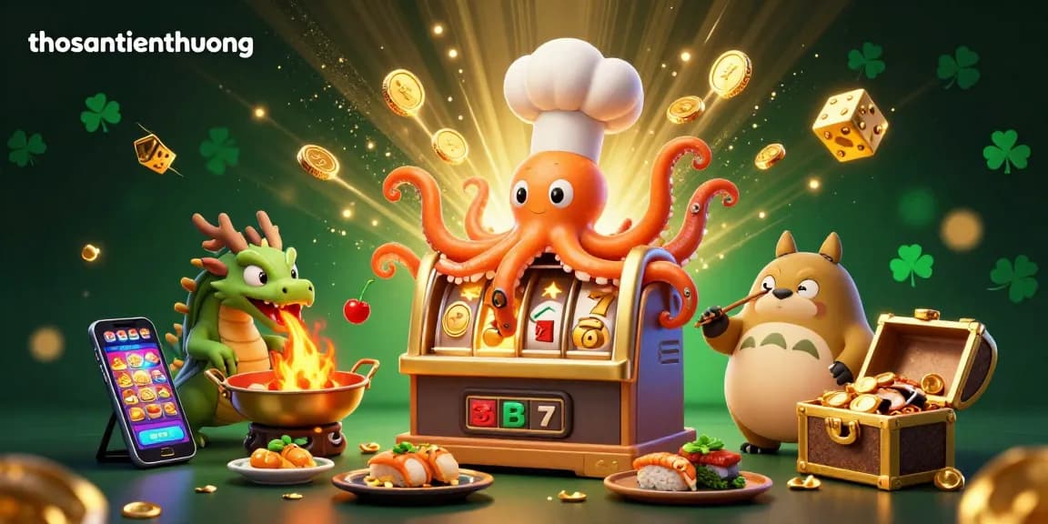 Experience thrilling wins with thosantienthuong at the vibrant slot machine, rich with icons and characters.