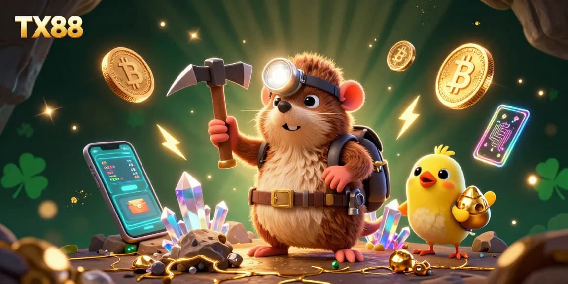 Play the TX88 slot game featuring treasure hunting mole and rich mining elements.