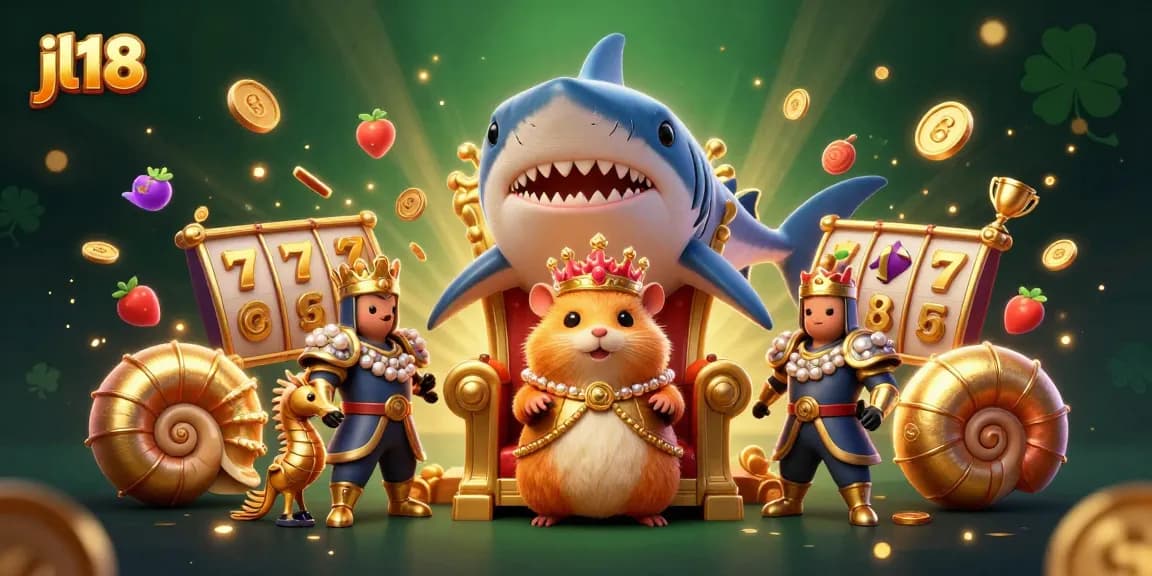 Experience epic gambling action with jl18 in a dynamic underwater casino scene of a golden hamster king.