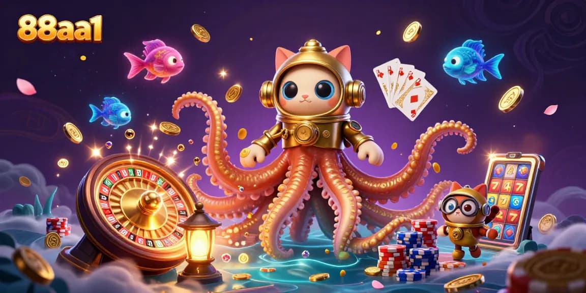 Experience thrilling gameplay at 88aa1 with colorful gems and 3D casino elements.