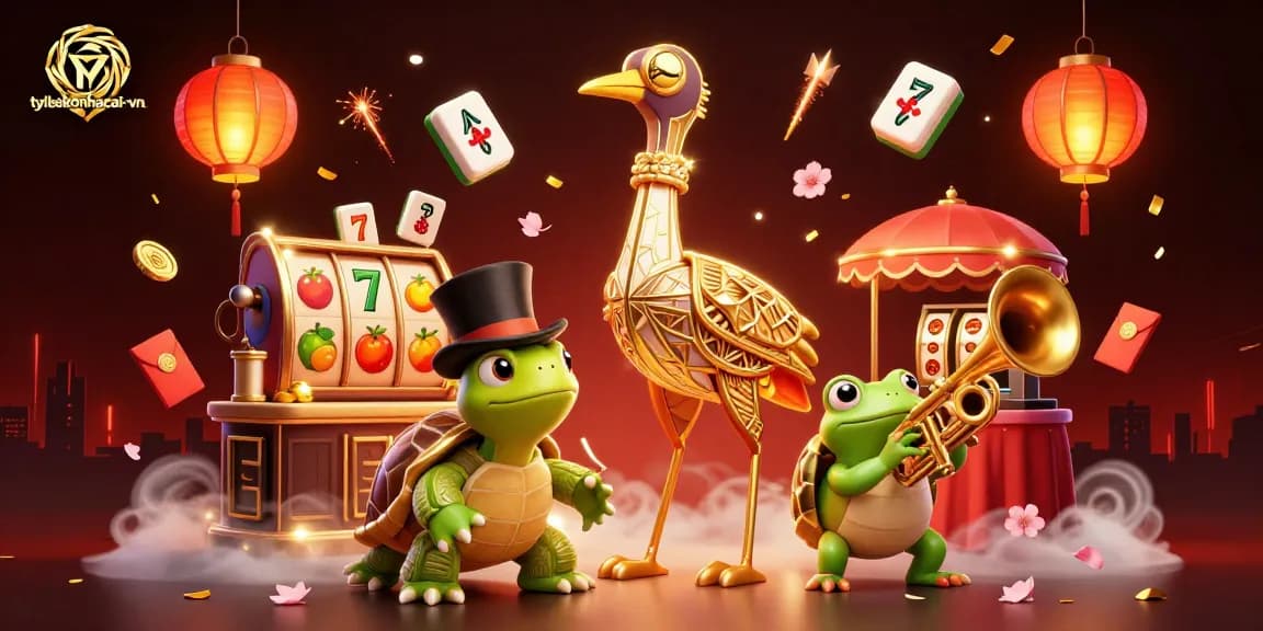 Engage with the vibrant scene of tylekeonhacai-vn's lively casino experience featuring unique gambling characters.