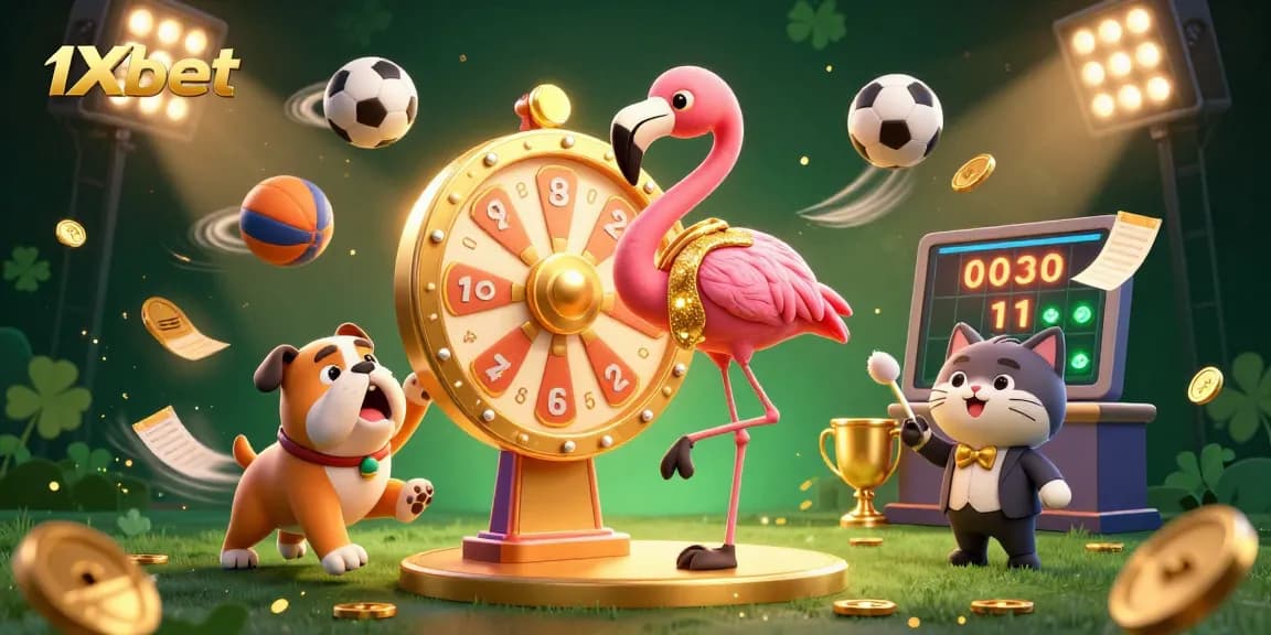 Experience exhilarating action at 1xbet with a vibrant 3D casino illustration featuring dynamic characters and engaging game elements.