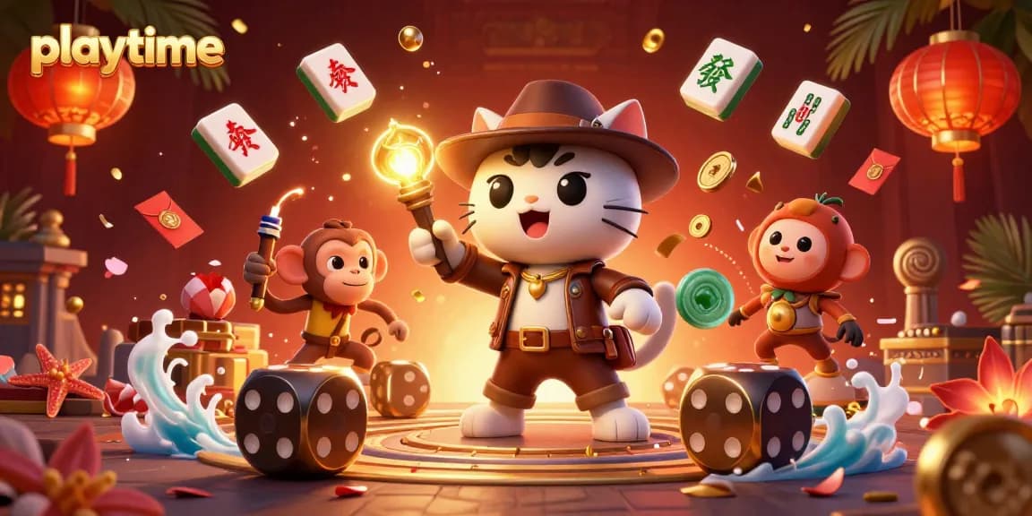 Experience the thrill of playtime with a cat archaeologist discovering a golden casino artifact.