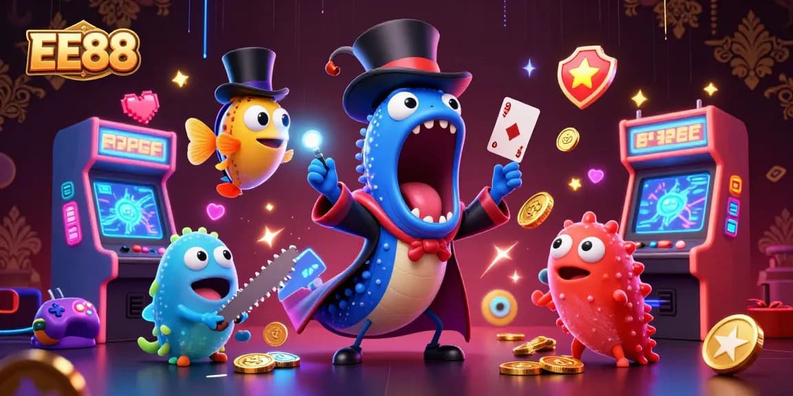 EE88 offers a vibrant gaming experience showcasing thrilling card tricks and colorful arcade elements.