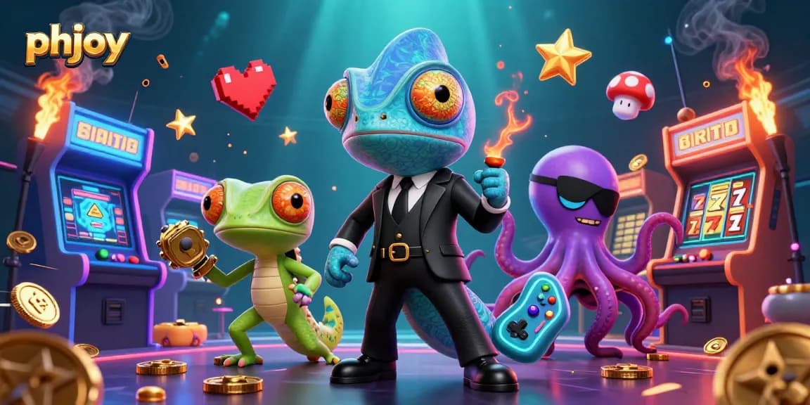 phjoy reveals a thrilling gaming adventure with colorful characters battling for fortune amidst dazzling casino elements