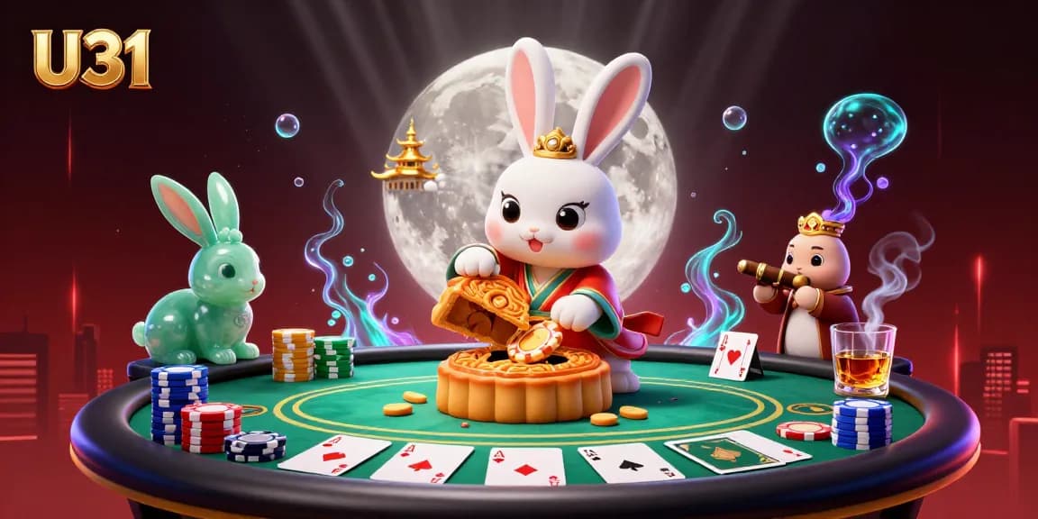 Play poker with U31, where a moon rabbit reveals poker chips in a lunar casino.