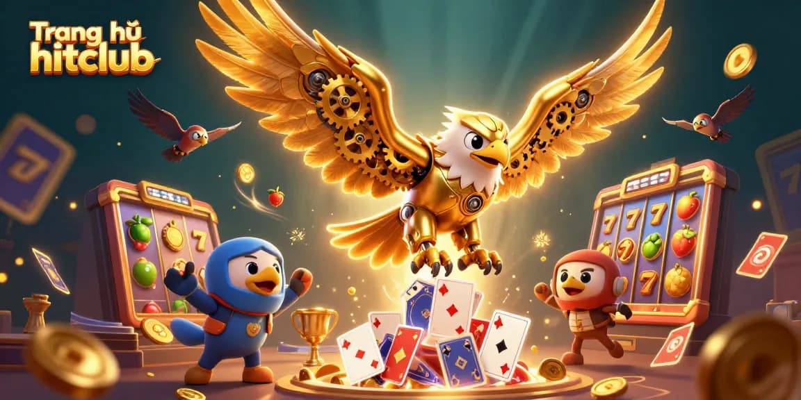 Experience thrilling wins on Trang chủ hitclub with a vibrant 3D casino scene featuring a golden eagle and dynamic gaming elements.
