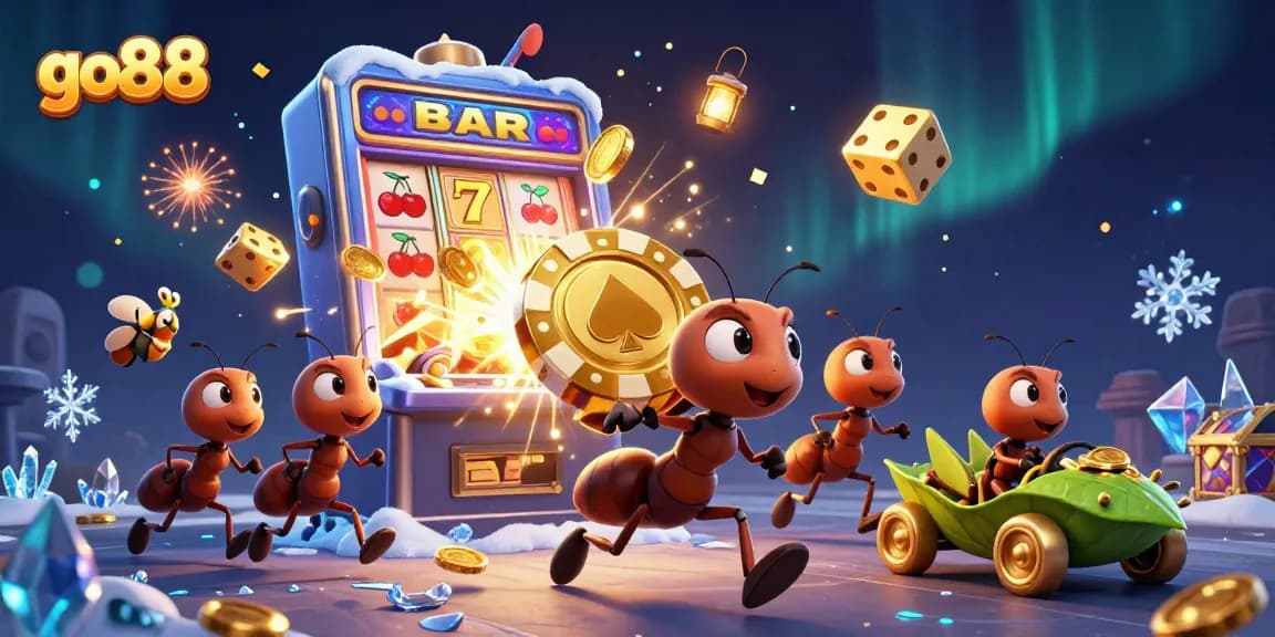 Experience the thrill of go88 with a dynamic illustration of a heist team, bursting slot machine, and vibrant casino elements.