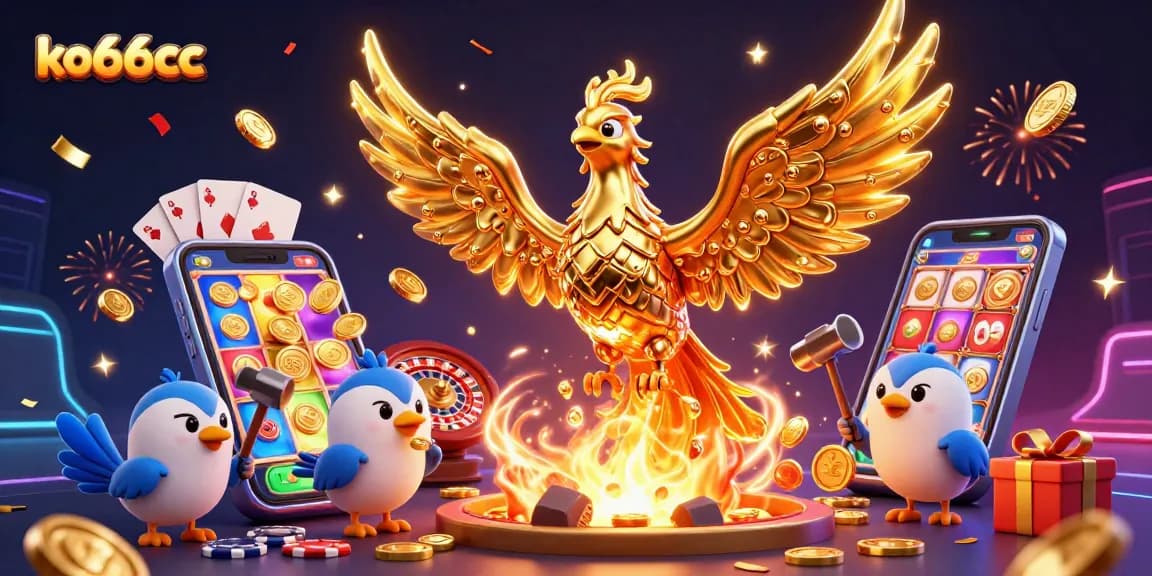 Experience the excitement of winning with ko66cc, featuring dynamic golden visuals and a vibrant casino theme.
