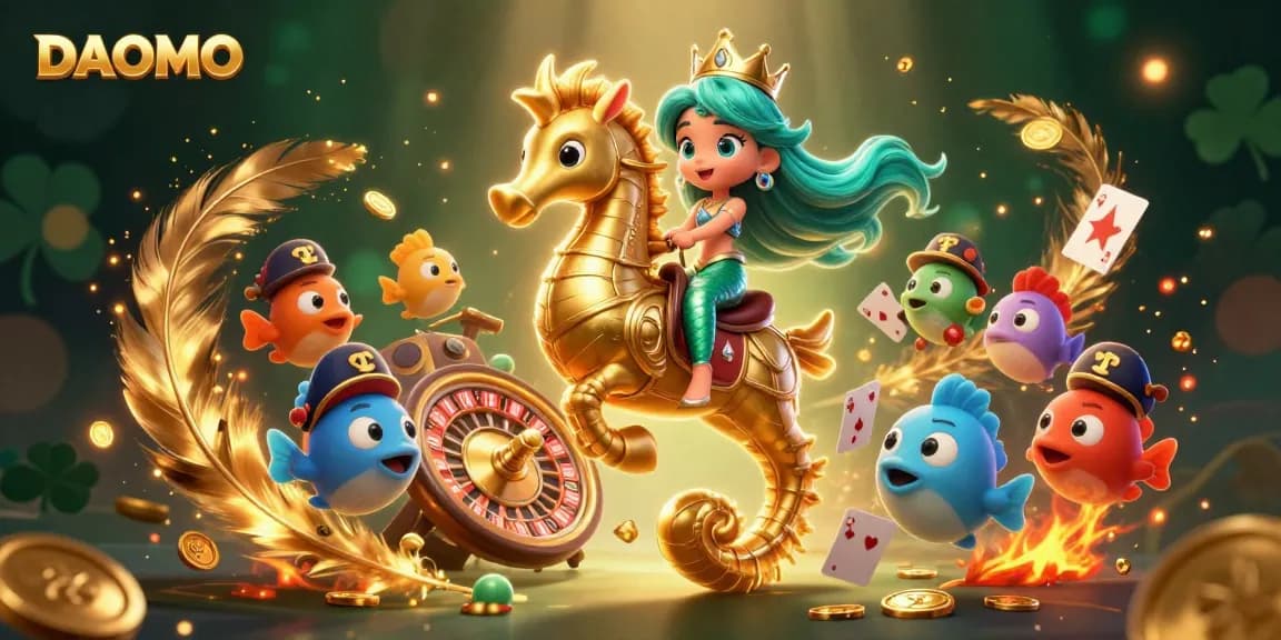 Experience thrilling gameplay at DAOMO with interactive scenes of casino excitement and vibrant characters.