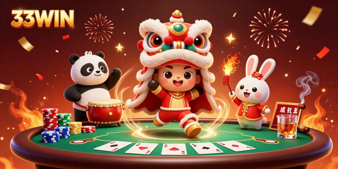 Experience thrilling betting opportunities at 33WIN with vibrant casino characters and dynamic gameplay elements.
