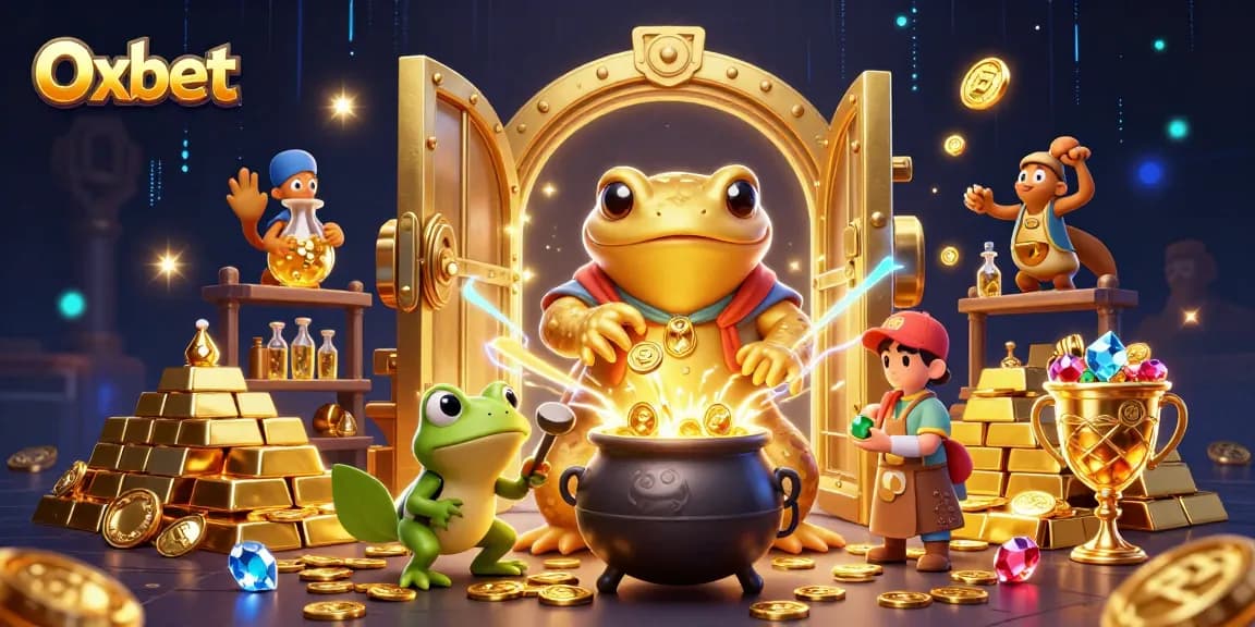 Experience winning at Oxbet with a magical casino scene featuring gold coins and vibrant elements.