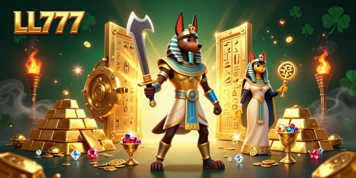 Win big at LL777 with exciting ancient Egyptian-themed online gaming adventure featuring Anubis and Bastet.