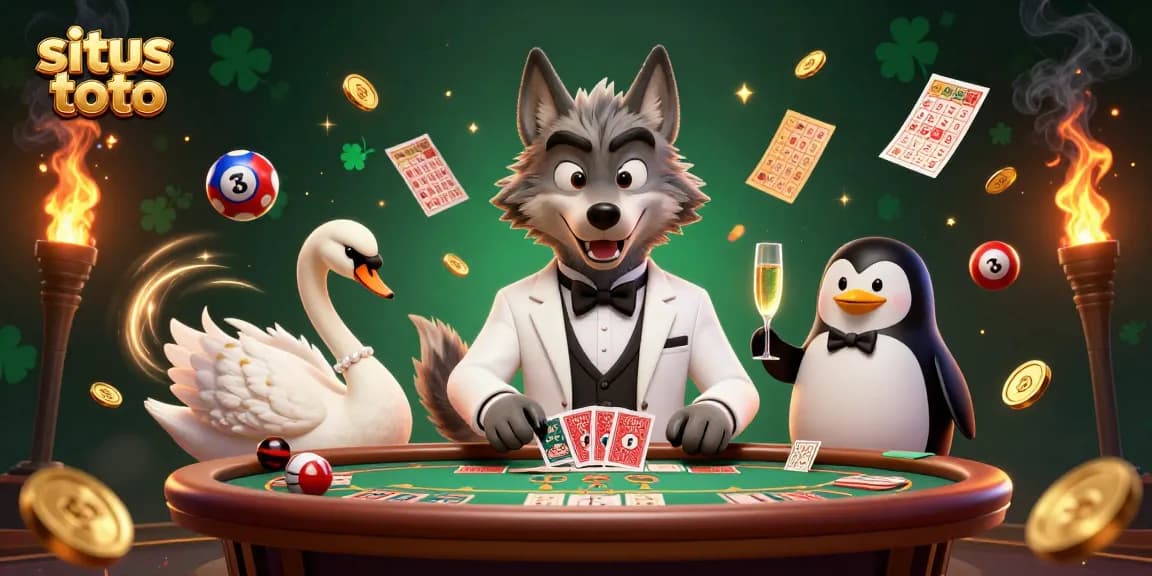 Engage with situs toto in a vibrant 3D lottery scene featuring dynamic characters and energetic elements.