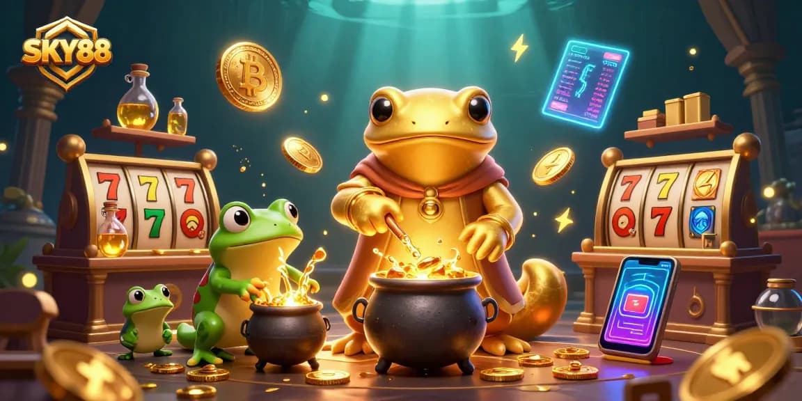 Engage with thrilling SKY88 casino experiences featuring alchemical characters and vibrant game elements.