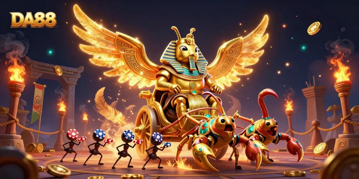 Experience DA88 gameplay excitement with colossal characters and vibrant casino themes.