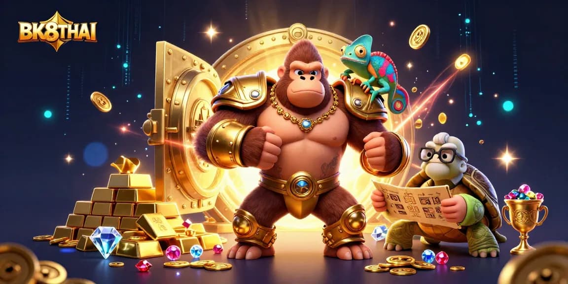 Engage with the dynamic BK8THAI casino experience featuring lively characters and rich treasures.