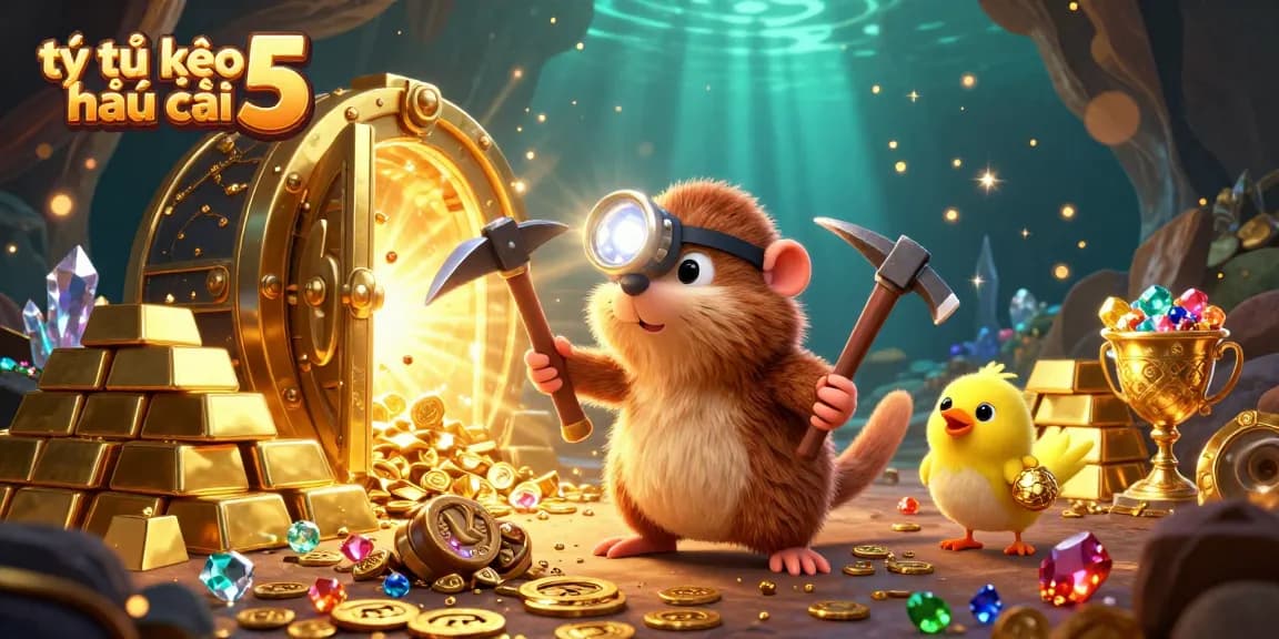 Engage with tỷ lệ kèo nhà cái 5 through vibrant casino-themed treasure illustration showcasing lively gambling elements.