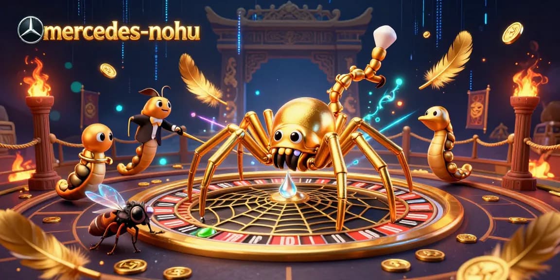 Place bets with the dynamic mercedes-nohu golden spider at a virtual roulette wheel scene.