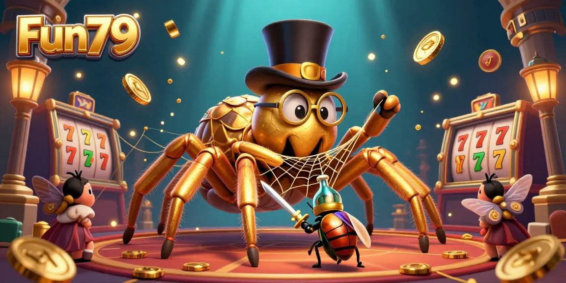 Experience the thrill of winning at Fun79 with this vibrant, action-packed 3D illustration featuring exciting slot game elements.