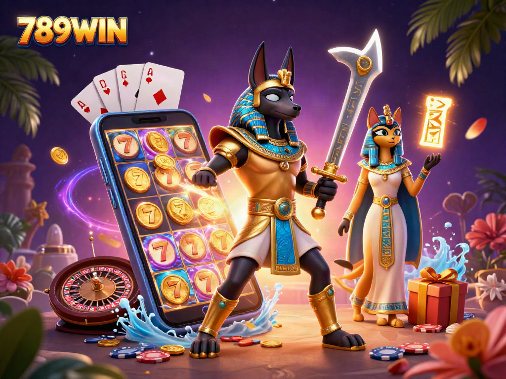 Experience excitement with 789WIN as the ancient warrior Anubis and Bastet enhance your gaming adventure.