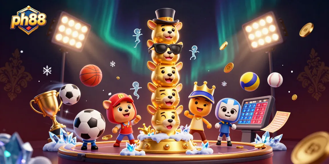 Experience thrilling gambling action at PH88 with sports betting shown through an energetic dynamic illustration.