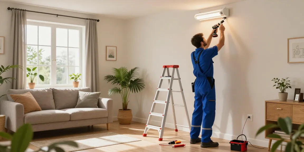 Electrician near you installing energy-efficient lighting fixtures in a modern home.