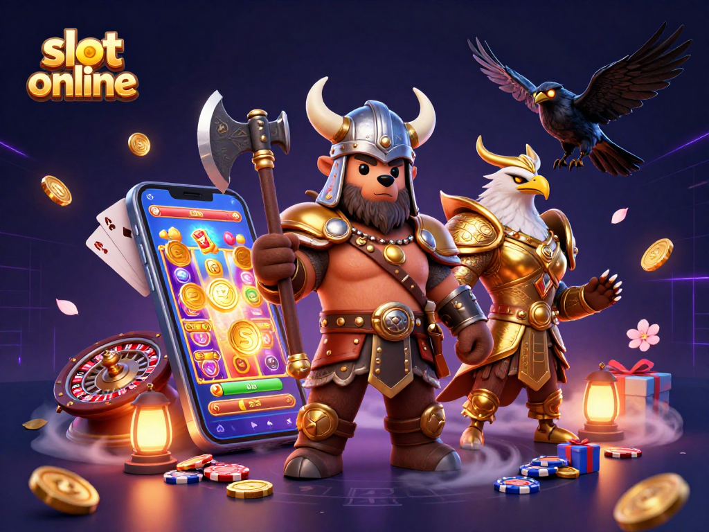 Menangkan slot online saat bermain dengan karakter Viking dan slot game yang berputar!