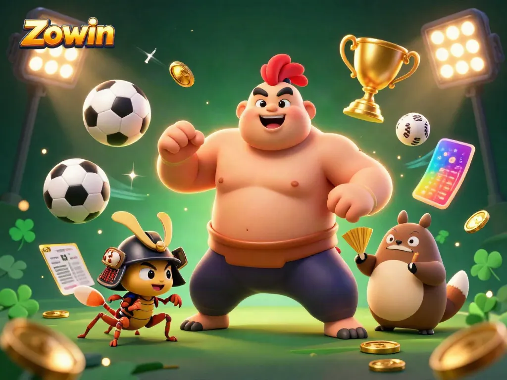Zowin's dynamic casino illustration with characters and gambling elements showcasing excitement for players.