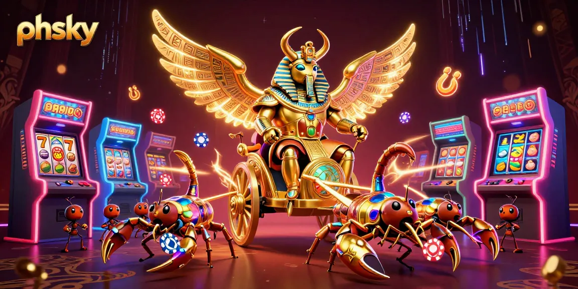 PHSKY offers thrilling gameplay with vibrant characters and exciting jackpots in this dynamic online casino illustration.