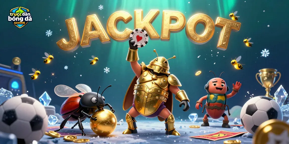 Experience the excitement of trực tiếp bóng đá socolive with dynamic betting scene featuring a victorious beetle and vibrant sports elements.