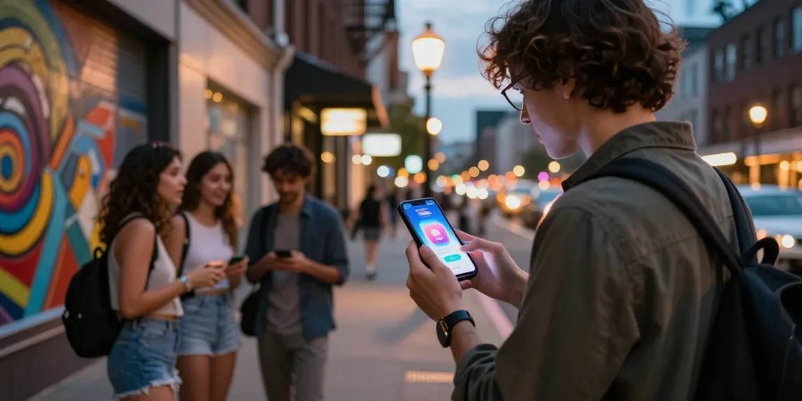 Engaging with AI sluts in a vibrant urban lifestyle scene, showcasing technology and social interaction.