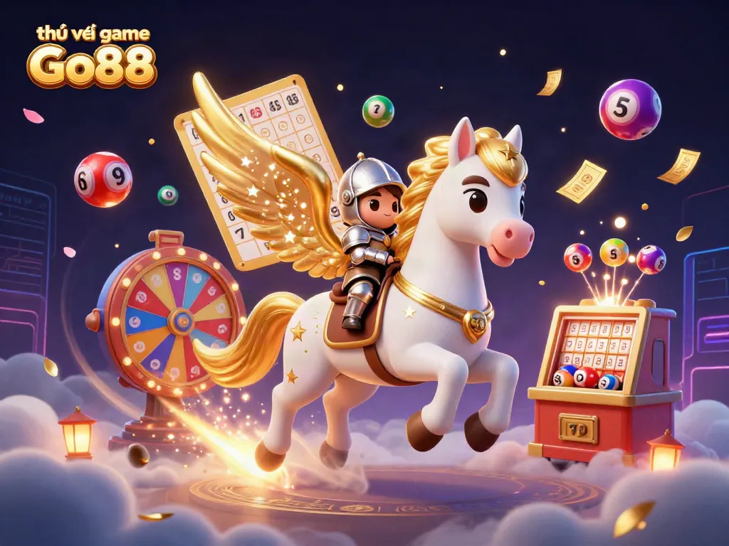 Engage with the thư viện game Go88 in a thrilling, vibrant 3D scene full of colorful gaming elements.