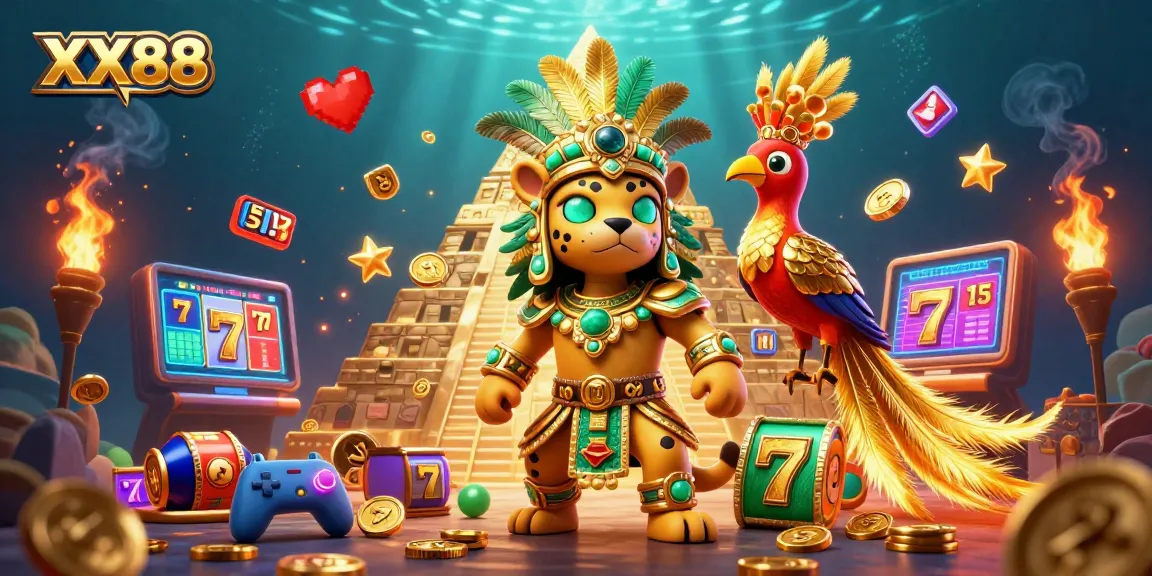 Spin the jackpot reels at XX88 with vibrant characters in a rich casino atmosphere.