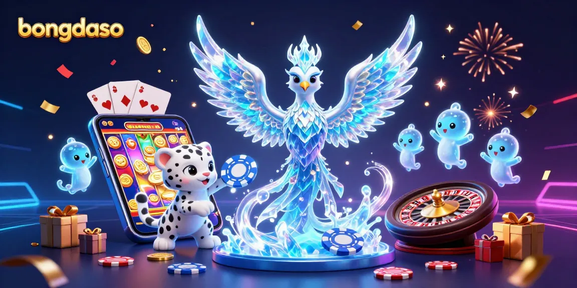 Experience the thrill of bongdaso with a dynamic 3D casino scene showcasing colorful slot games and exciting characters.