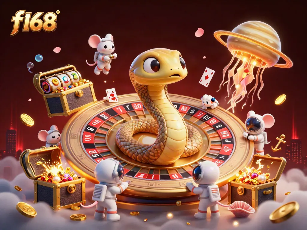 Place bets on the f168 roulette wheel with 3D cosmic dealer and dynamic casino elements.