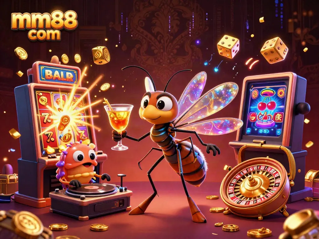 Experience the excitement of mm88 com with a dynamic casino scene featuring characters and thrilling games.