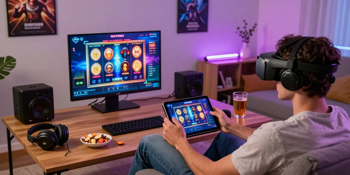 slot7000 user enjoying digital gaming experience in a modern home setting