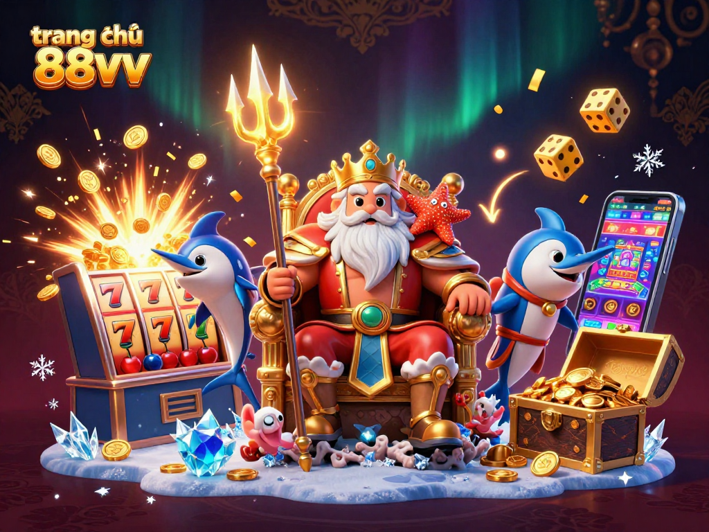 Engage with the excitement of trang chủ 88vv as underwater casino characters celebrate a jackpot explosion amidst vibrant treasures.