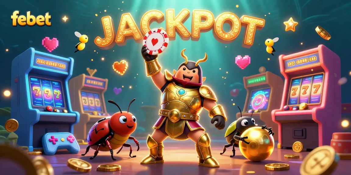 Experience the excitement of febet with a vibrant 3D scene showcasing gambling action and jackpot elements.