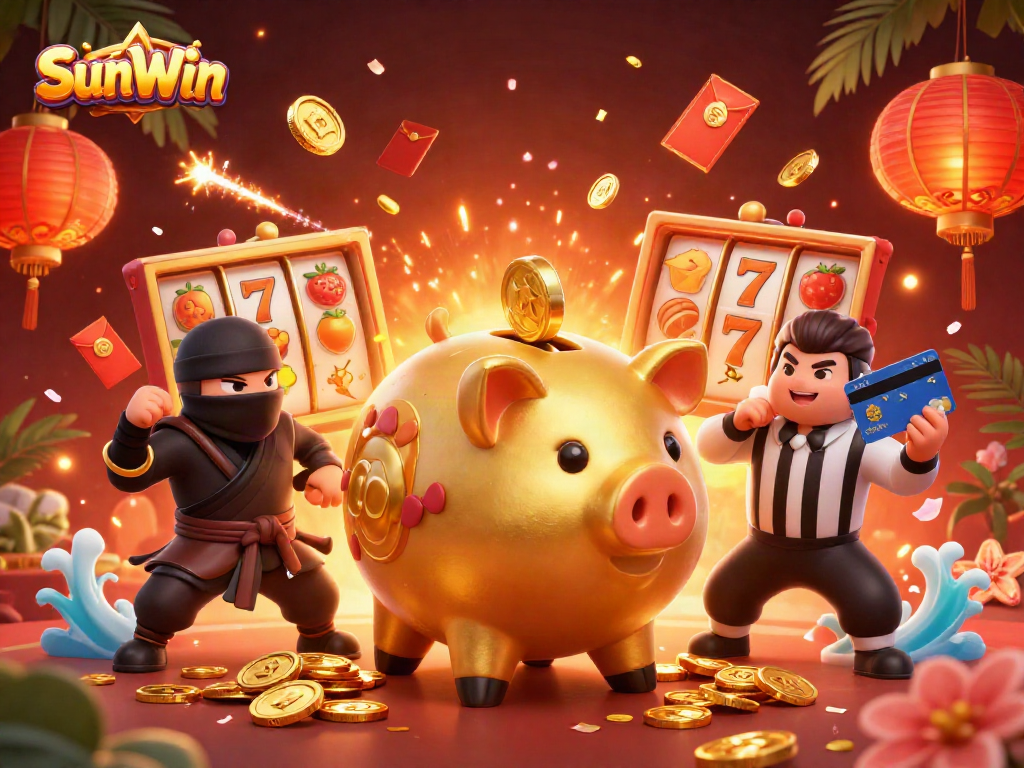 Experience the excitement of SunWin with animated characters and dynamic casino game elements