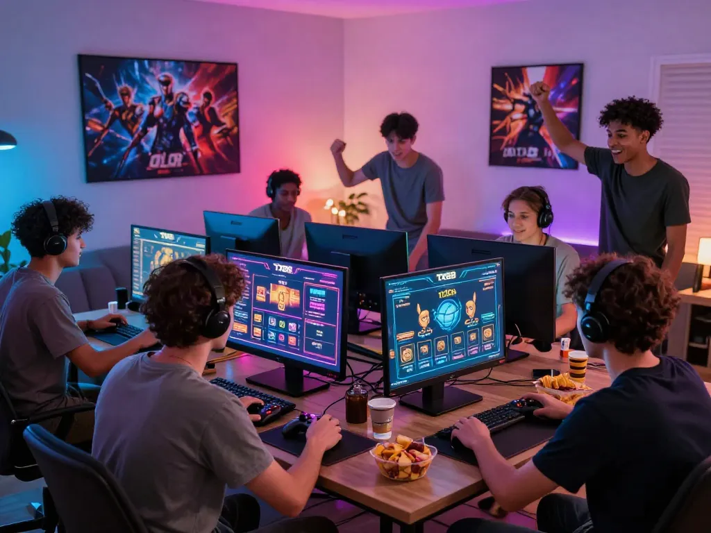Exciting gaming environment showcasing TX88 with friends enjoying multiplayer gaming