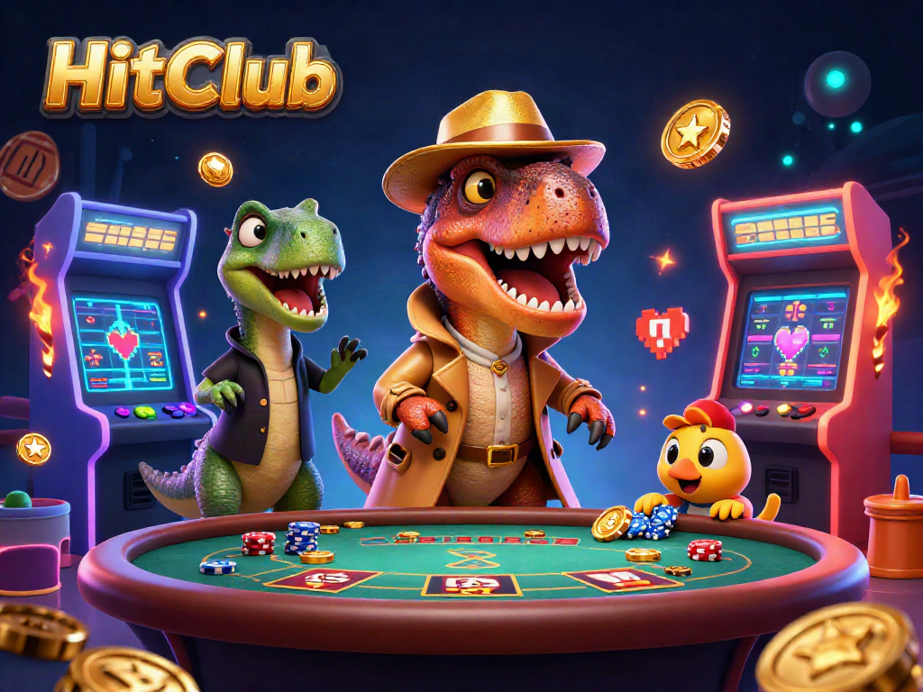 Engage in thrilling gameplay at HitClub, with vibrant 3D casino scenes featuring dynamic characters and game elements.