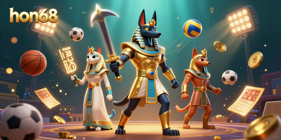 Experience thrilling moments at hon68 with Anubis and Bastet amidst dynamic sports betting elements.