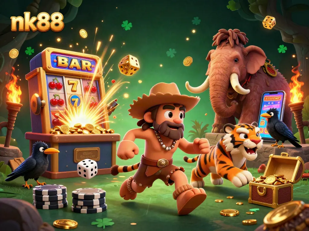 Experience thrilling gaming with nk88, featuring vibrant slot machines and dynamic casino elements.